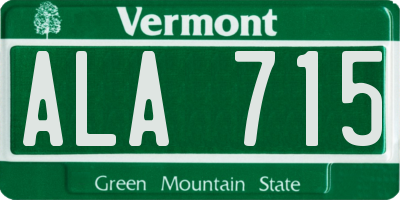 VT license plate ALA715