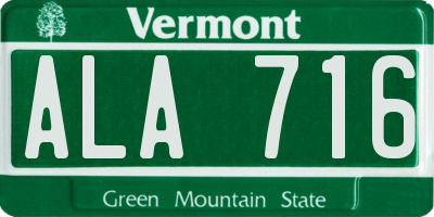 VT license plate ALA716