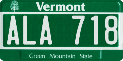 VT license plate ALA718