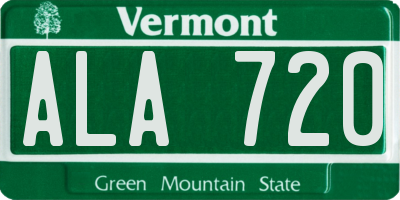 VT license plate ALA720