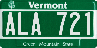 VT license plate ALA721