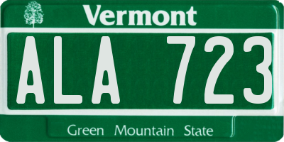 VT license plate ALA723