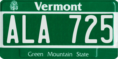 VT license plate ALA725