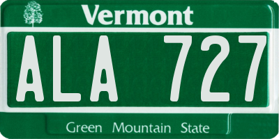 VT license plate ALA727