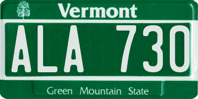 VT license plate ALA730