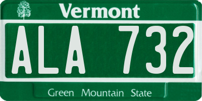 VT license plate ALA732