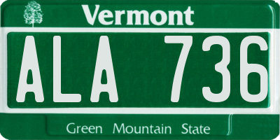 VT license plate ALA736