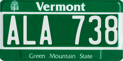VT license plate ALA738