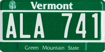 VT license plate ALA741