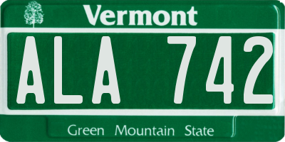 VT license plate ALA742