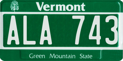 VT license plate ALA743