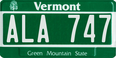 VT license plate ALA747