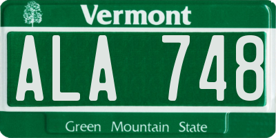VT license plate ALA748
