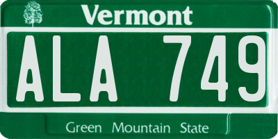 VT license plate ALA749