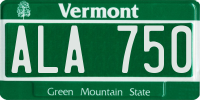 VT license plate ALA750