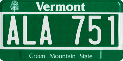 VT license plate ALA751