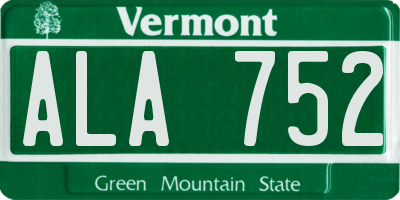 VT license plate ALA752