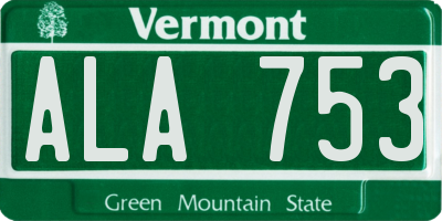 VT license plate ALA753