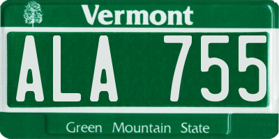 VT license plate ALA755