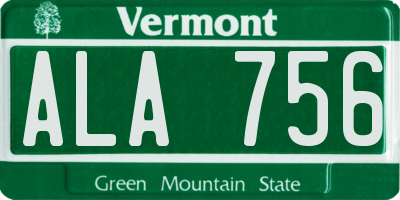 VT license plate ALA756