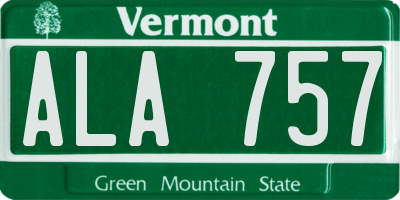 VT license plate ALA757