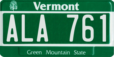 VT license plate ALA761