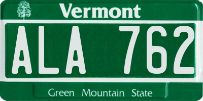VT license plate ALA762