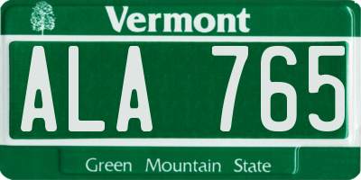 VT license plate ALA765