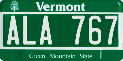 VT license plate ALA767