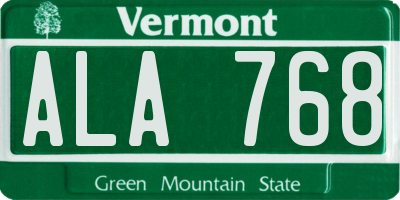 VT license plate ALA768