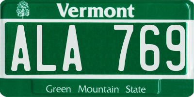 VT license plate ALA769