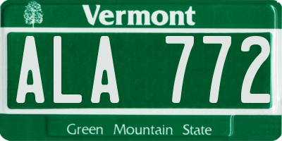 VT license plate ALA772