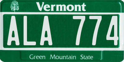 VT license plate ALA774