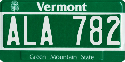 VT license plate ALA782