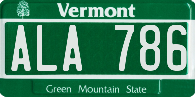 VT license plate ALA786