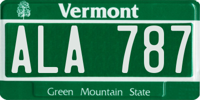 VT license plate ALA787