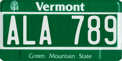 VT license plate ALA789