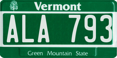 VT license plate ALA793