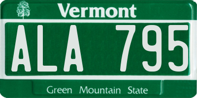 VT license plate ALA795