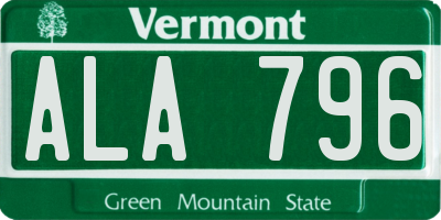 VT license plate ALA796