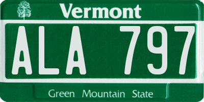 VT license plate ALA797