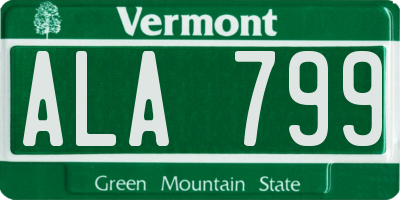 VT license plate ALA799