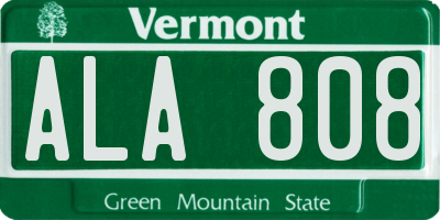 VT license plate ALA808
