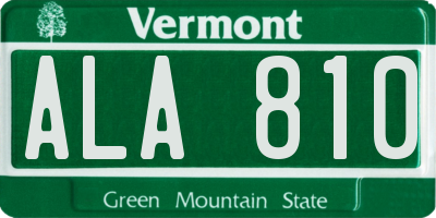 VT license plate ALA810