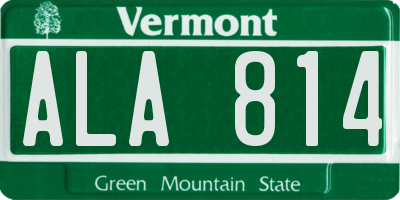 VT license plate ALA814