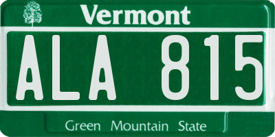 VT license plate ALA815