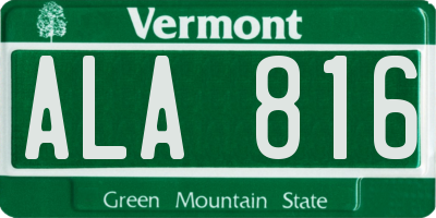 VT license plate ALA816