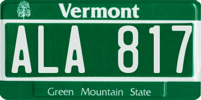 VT license plate ALA817