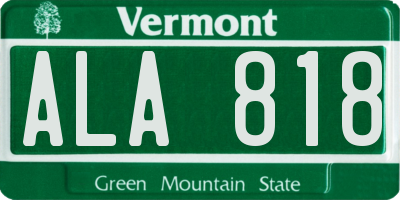 VT license plate ALA818