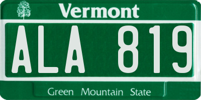 VT license plate ALA819